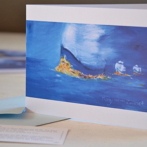 Kunstkarte mit einem blauen Bild