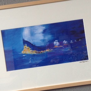 Gerahmter Kunstdruck in Blau